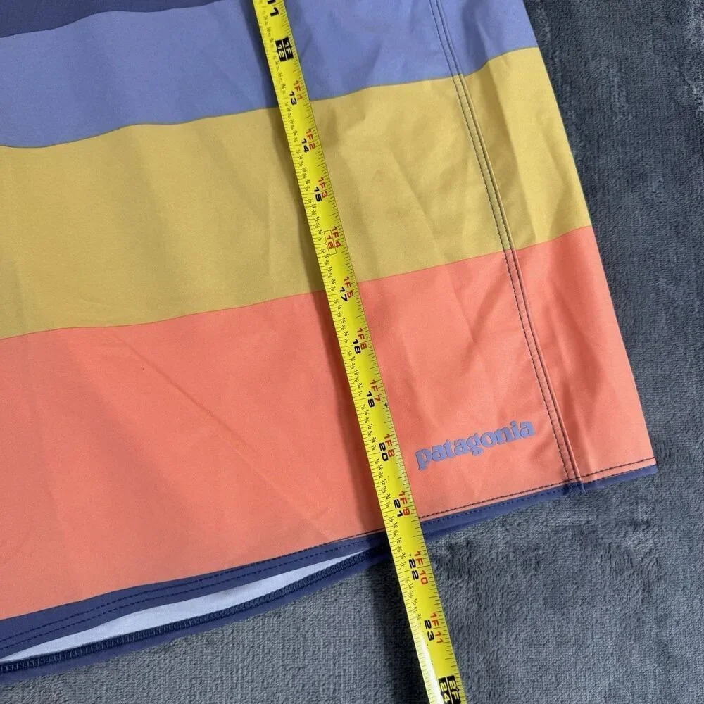 Patagonia 44 Hydropeak Board Shorts Striped Swim Trunks Point Current Blue NWOT